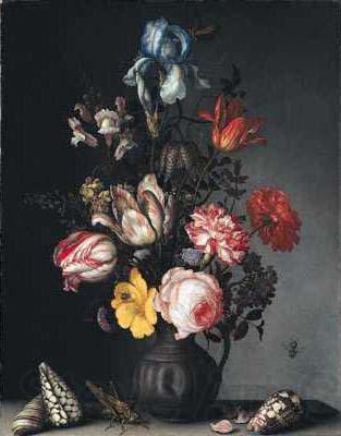 Balthasar van der Ast Flowers in a Vase with Shells and Insects